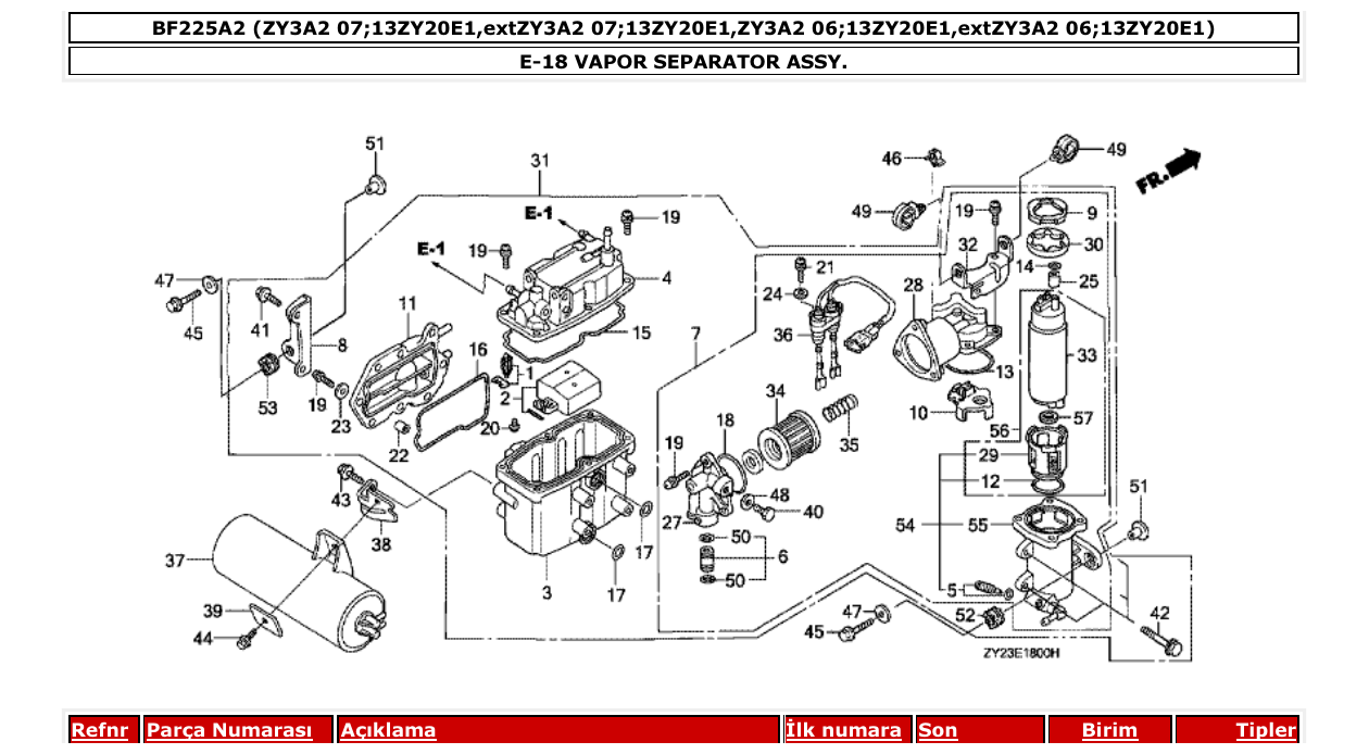 Fig. E-18 – VAPOR SEPARATOR ASSY. diagram