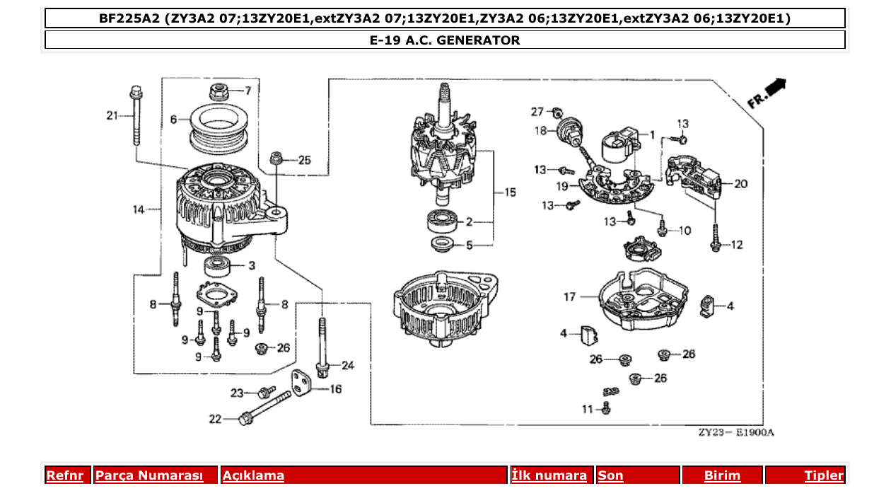 Fig. E-19 – A.C. GENERATOR diagram