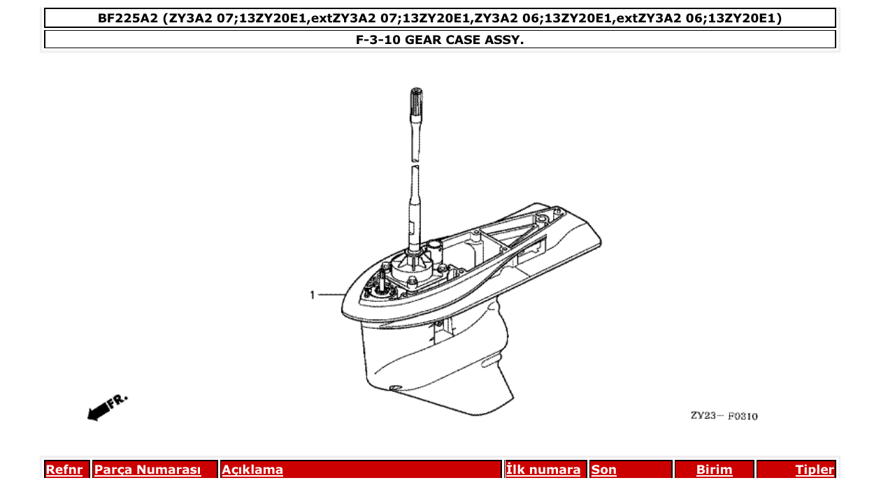 Fig. F-3-10 – GEAR CASE ASSY. diagram