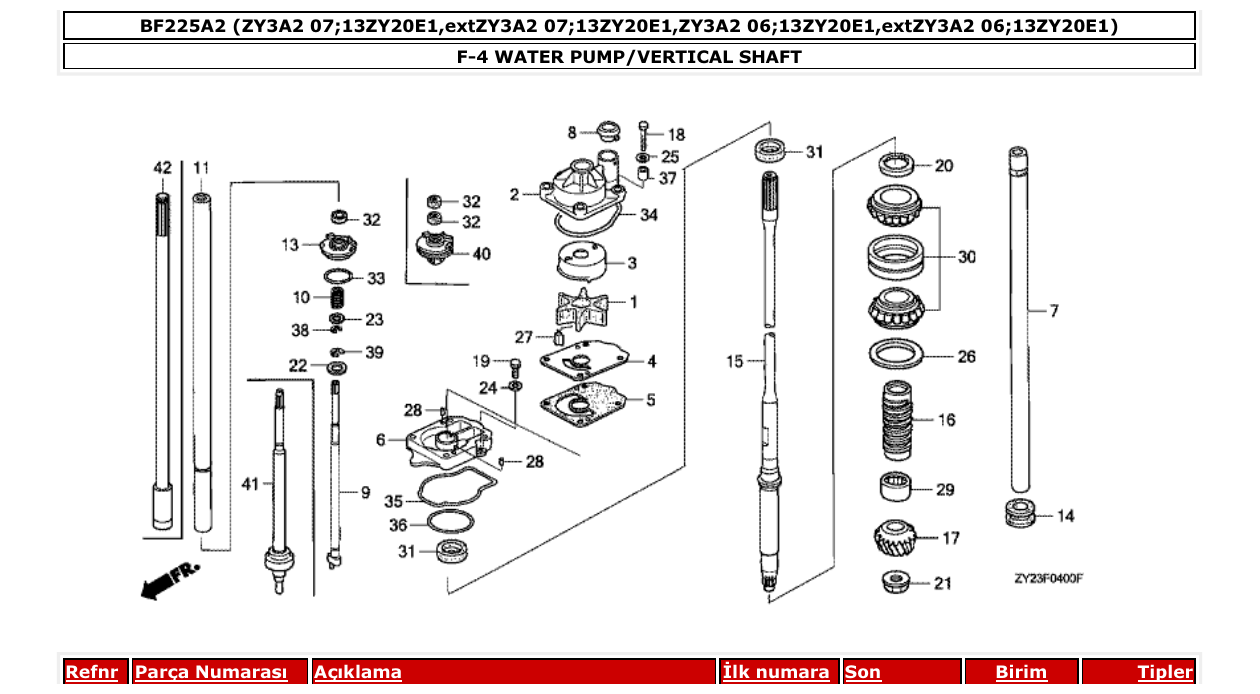 Fig. F-4 – WATER PUMP/VERTICAL SHAFT diagram
