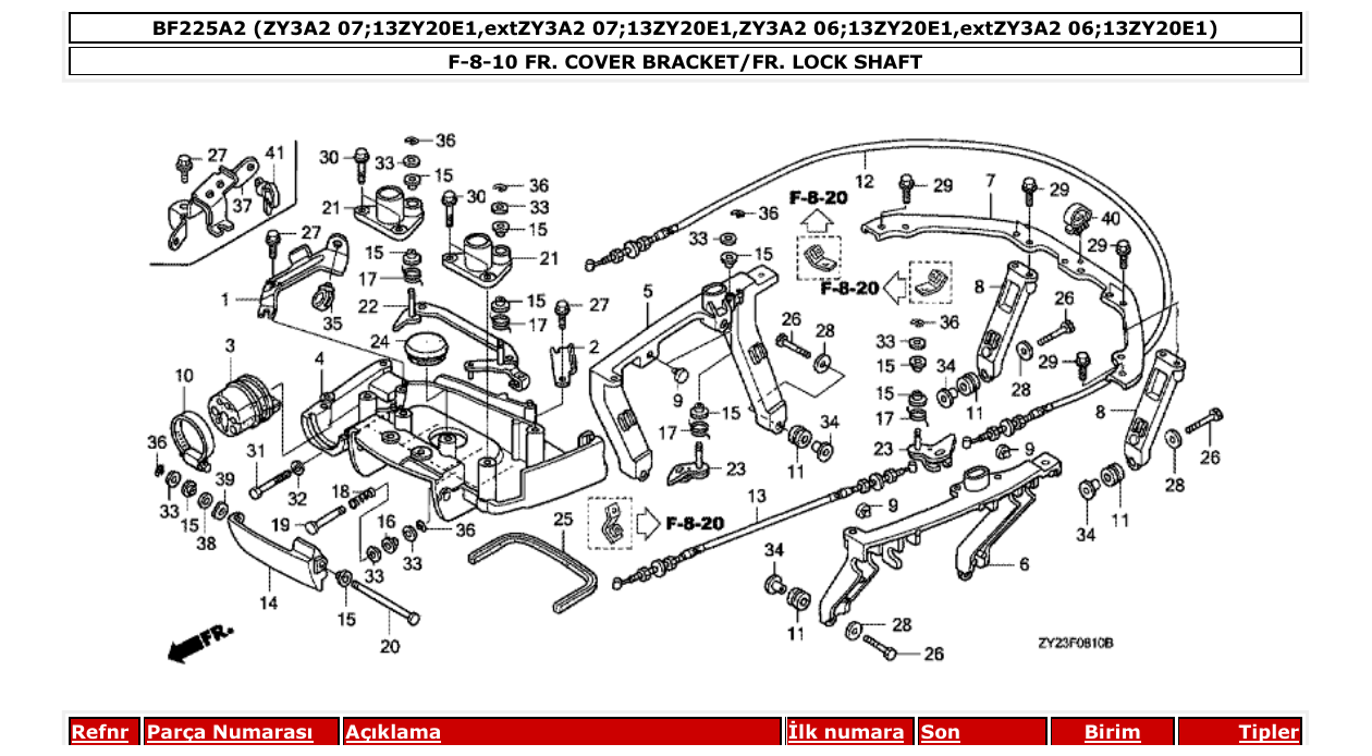 Fig. F-8-10 – FR. COVER BRACKET/FR. LOCK SHAFT diagram