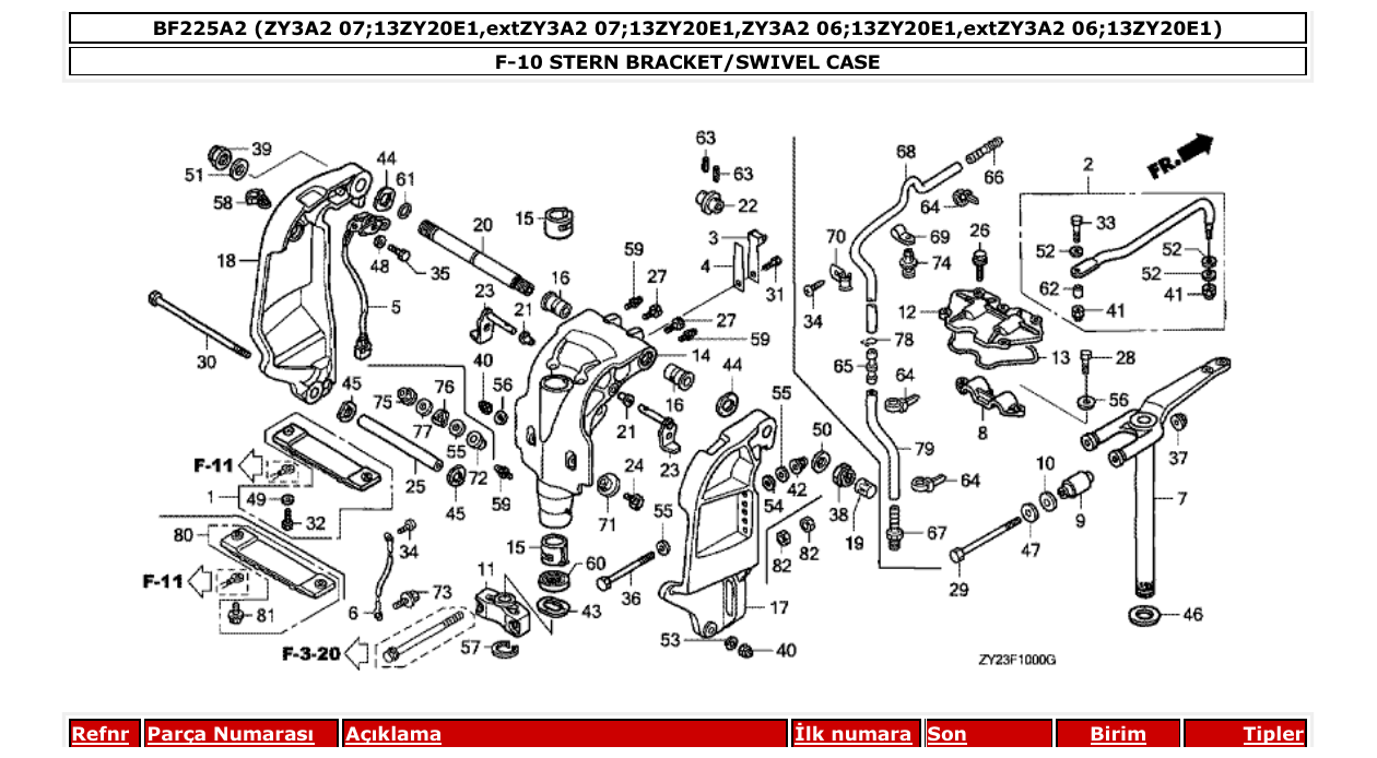 Fig. F-10 – STERN BRACKET/SWIVEL CASE diagram