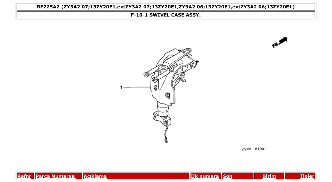 Fig. F-10-1 – SWIVEL CASE ASSY. diagram