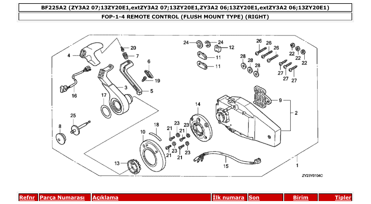 Fig. FOP-1-4 – REMOTE CONTROL (FLUSH MOUNT TYPE) (RIGHT) diagram