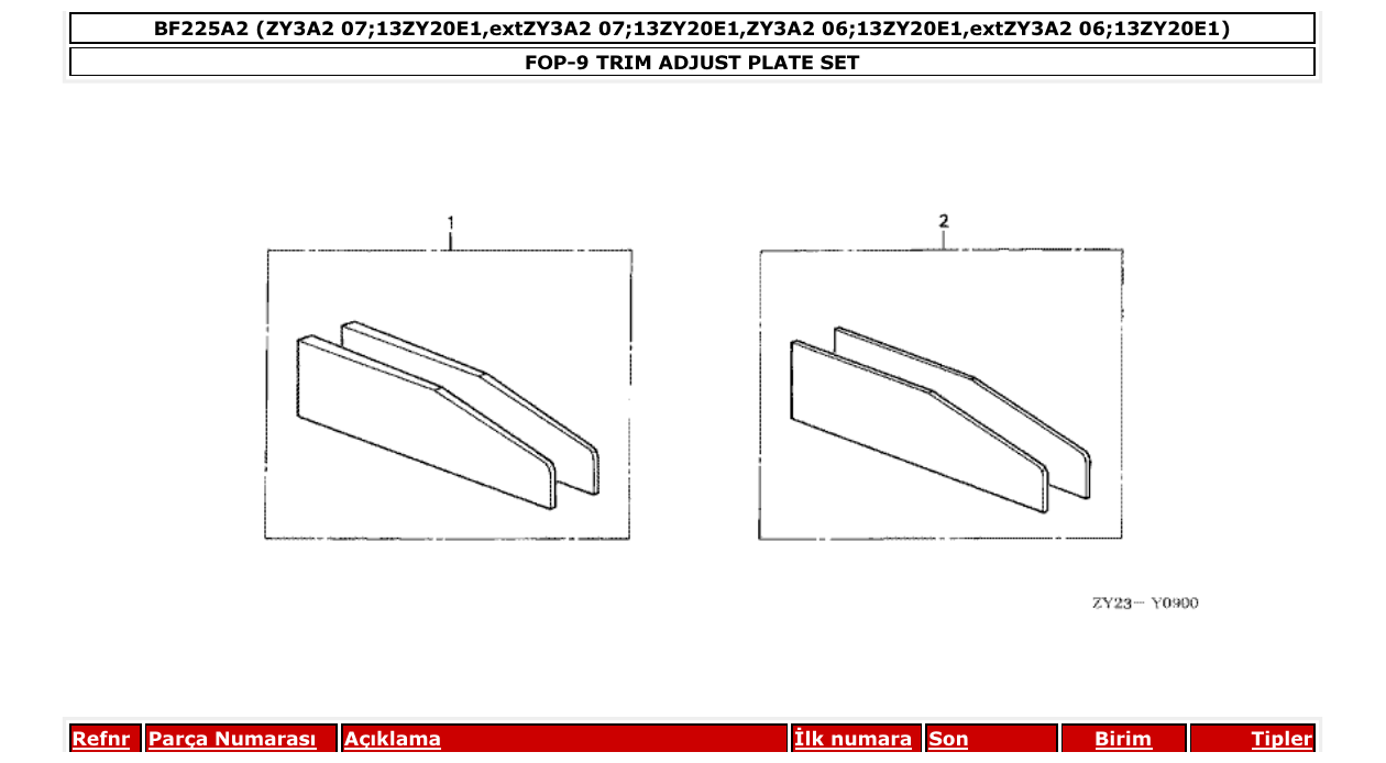 Fig. FOP-9 – TRIM ADJUST PLATE SET diagram