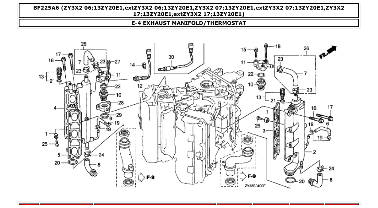 bf225a6 – section E-4 EXHAUST MANIFOLD/THERMOSTAT parts diagram