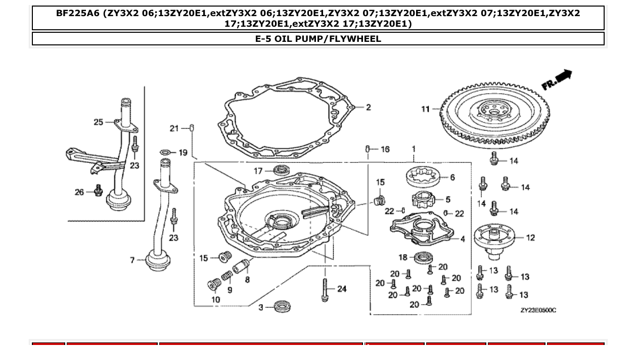 Fig. E-5 – OIL PUMP/FLYWHEEL diagram