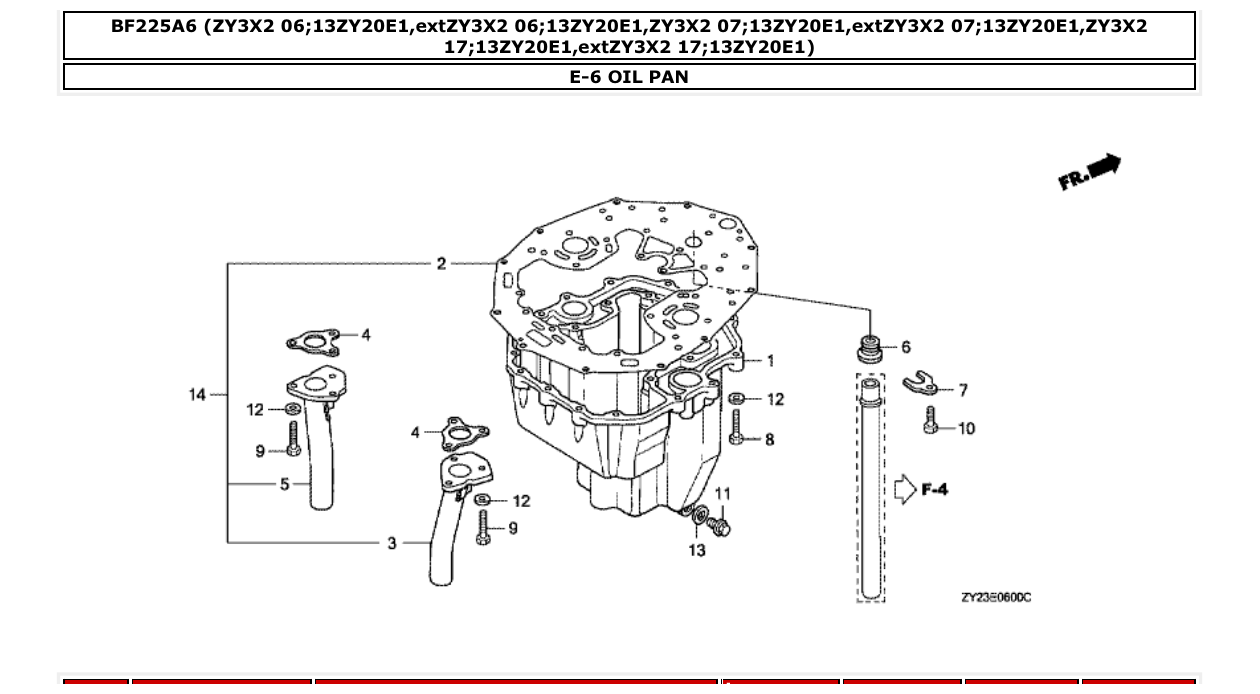 bf225a6 – section E-6 OIL PAN parts diagram