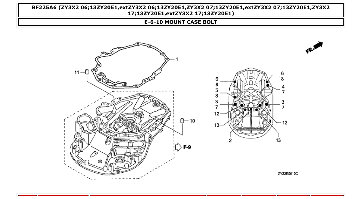 bf225a6 – section E-6-10 MOUNT CASE BOLT parts diagram