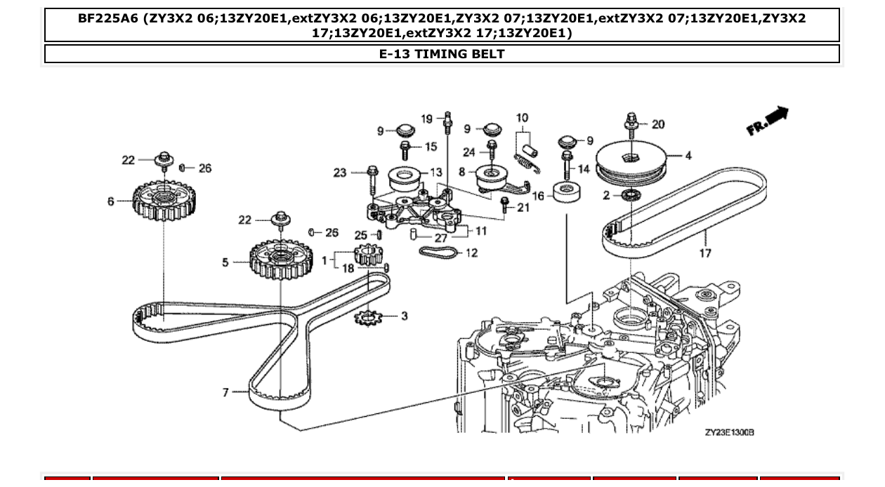 bf225a6 – section E-13 TIMING BELT parts diagram