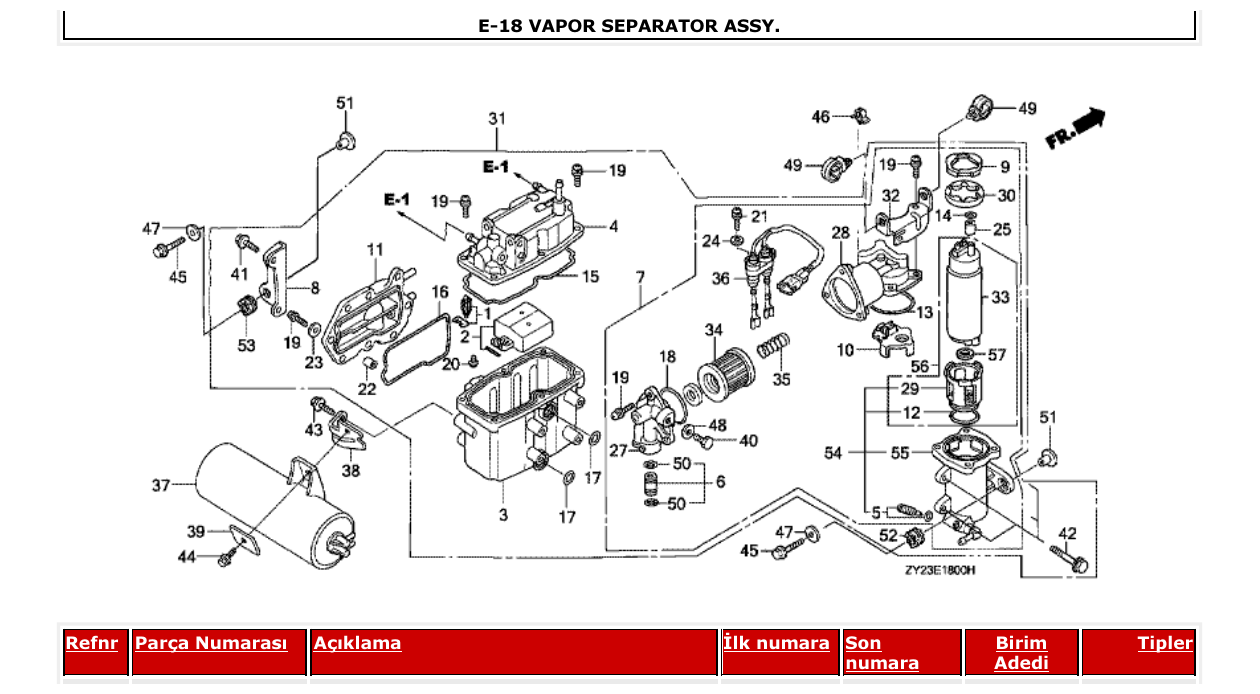 Fig. E-18 – VAPOR SEPARATOR ASSY. diagram