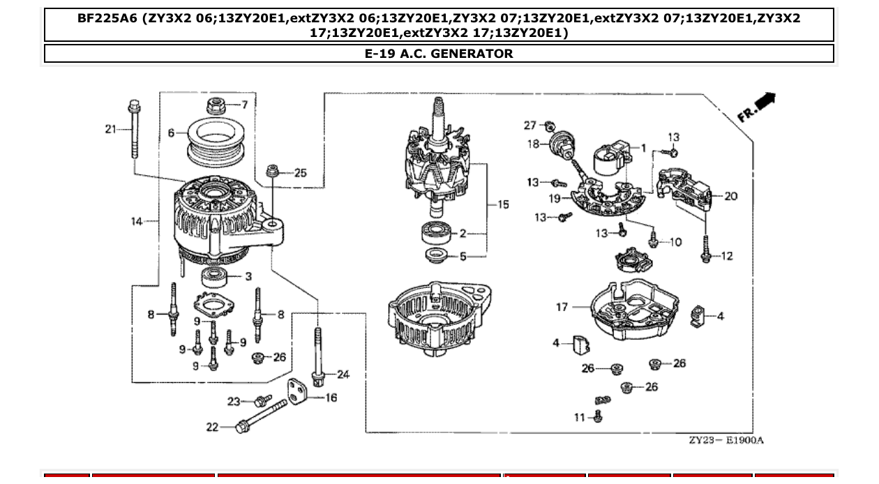 bf225a6 – section E-19 A.C. GENERATOR parts diagram