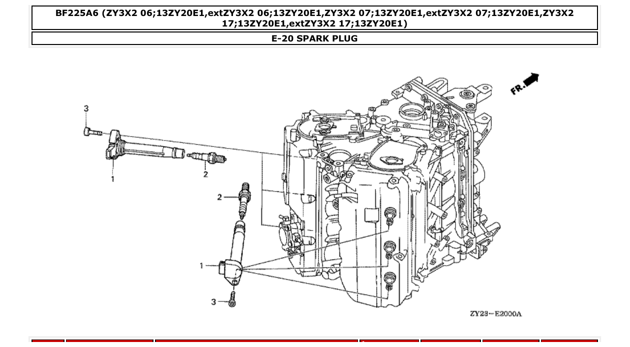 bf225a6 – section E-20 SPARK PLUG parts diagram