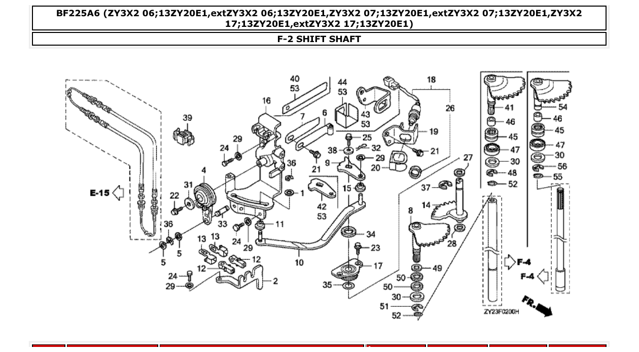bf225a6 – section F-2 SHIFT SHAFT parts diagram