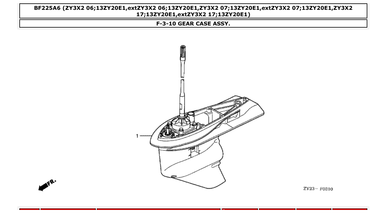 bf225a6 – section F-3-10 GEAR CASE ASSY. parts diagram