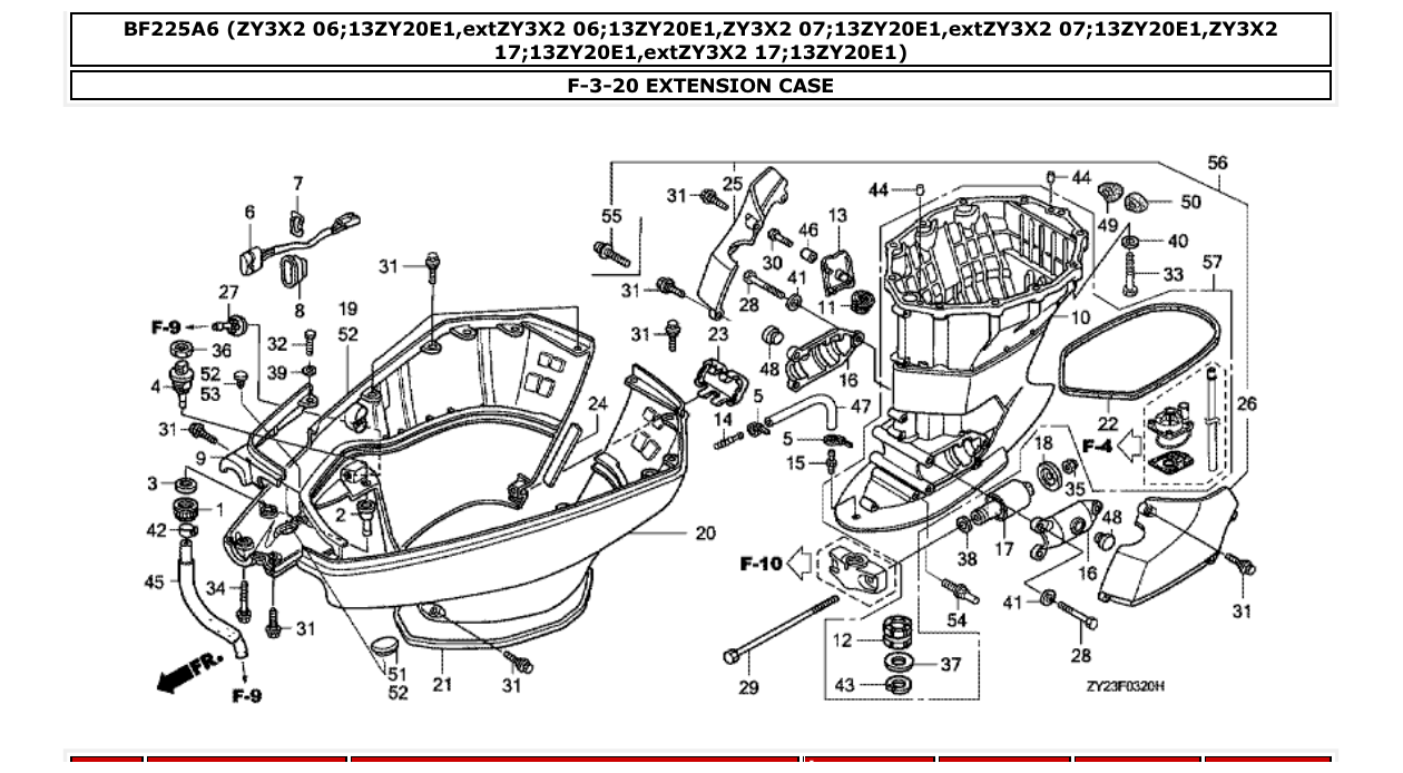 bf225a6 – section F-3-20 EXTENSION CASE parts diagram