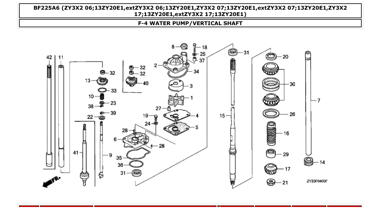 bf225a6 – section F-4 WATER PUMP/VERTICAL SHAFT parts diagram