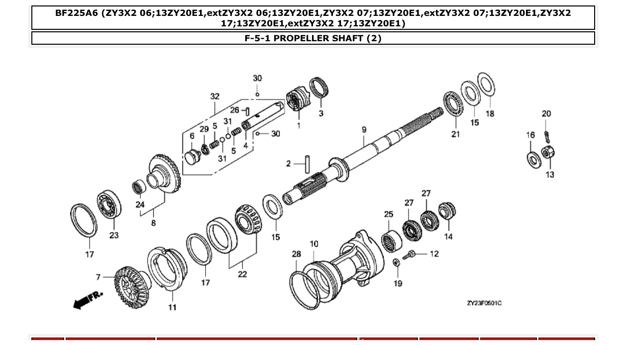bf225a6 – section F-5-1 PROPELLER SHAFT (2) parts diagram