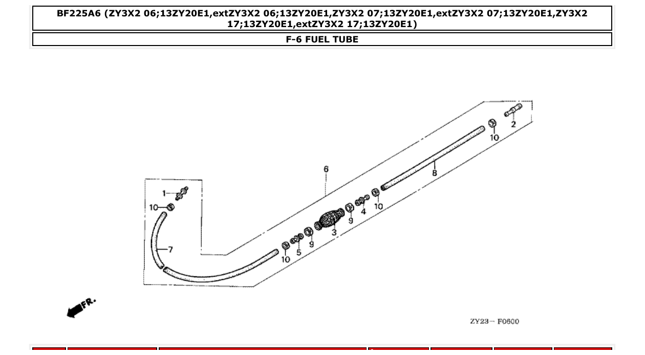 bf225a6 – section F-6 FUEL TUBE parts diagram