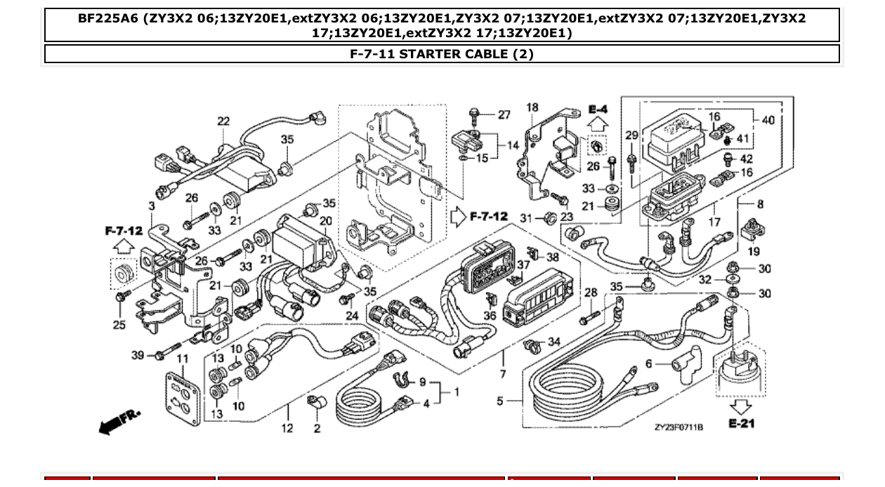 bf225a6 – section F-7-11 STARTER CABLE (2) parts diagram