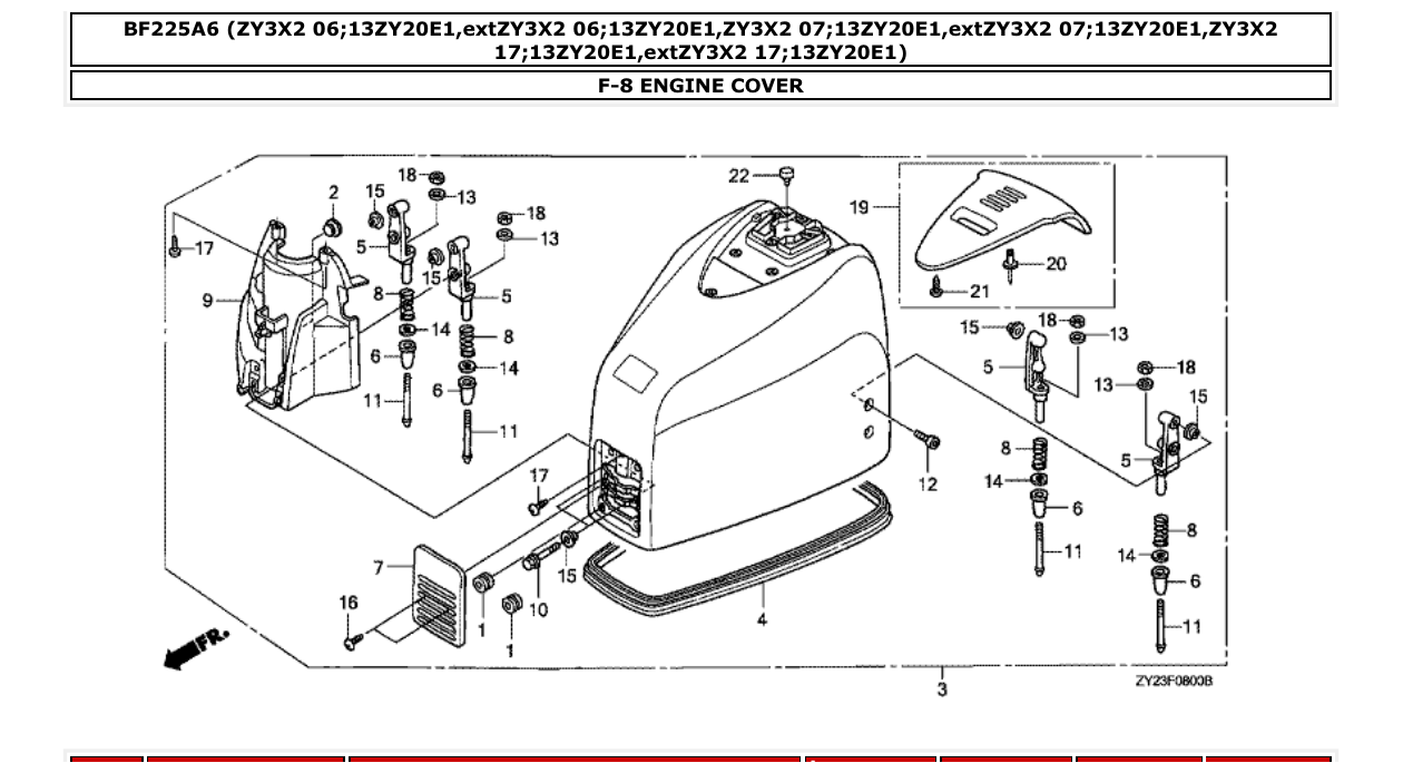 bf225a6 – section F-8 ENGINE COVER parts diagram