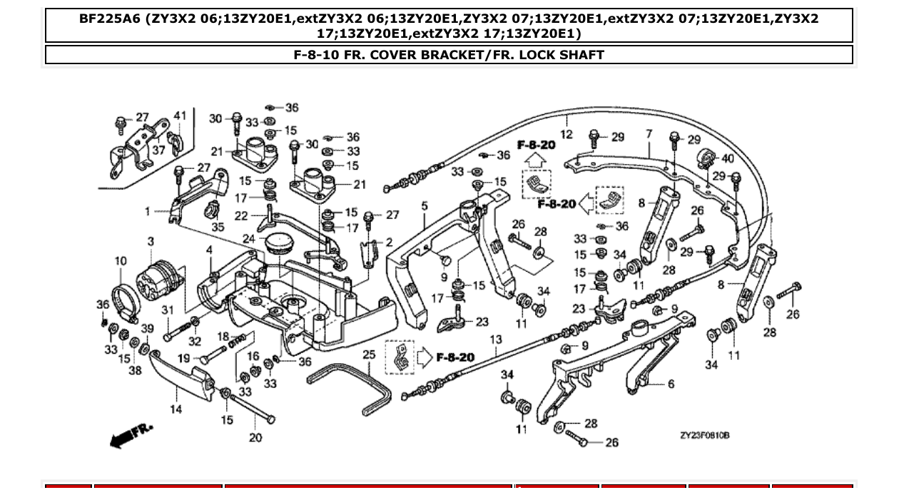 bf225a6 – section F-8-10 FR. COVER BRACKET/FR. LOCK SHAFT parts diagram