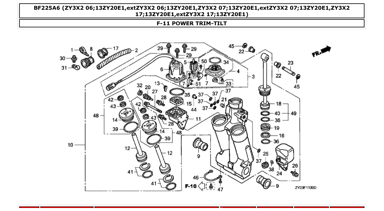 bf225a6 – section F-11 POWER TRIM-TILT parts diagram