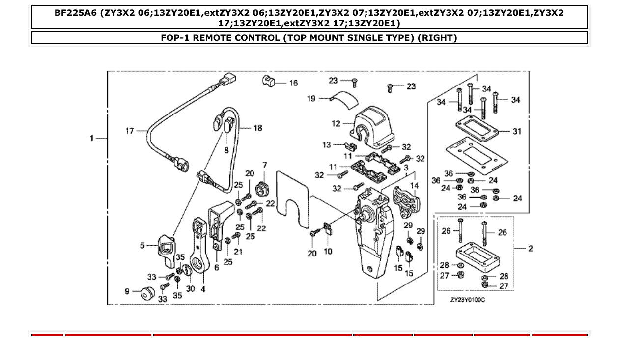 bf225a6 – section FOP-1 REMOTE CONTROL (TOP MOUNT SINGLE TYPE) (RIGHT) parts diagram