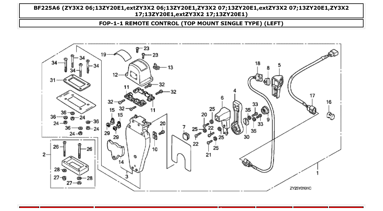 bf225a6 – section FOP-1-1 REMOTE CONTROL (TOP MOUNT SINGLE TYPE) (LEFT) parts diagram