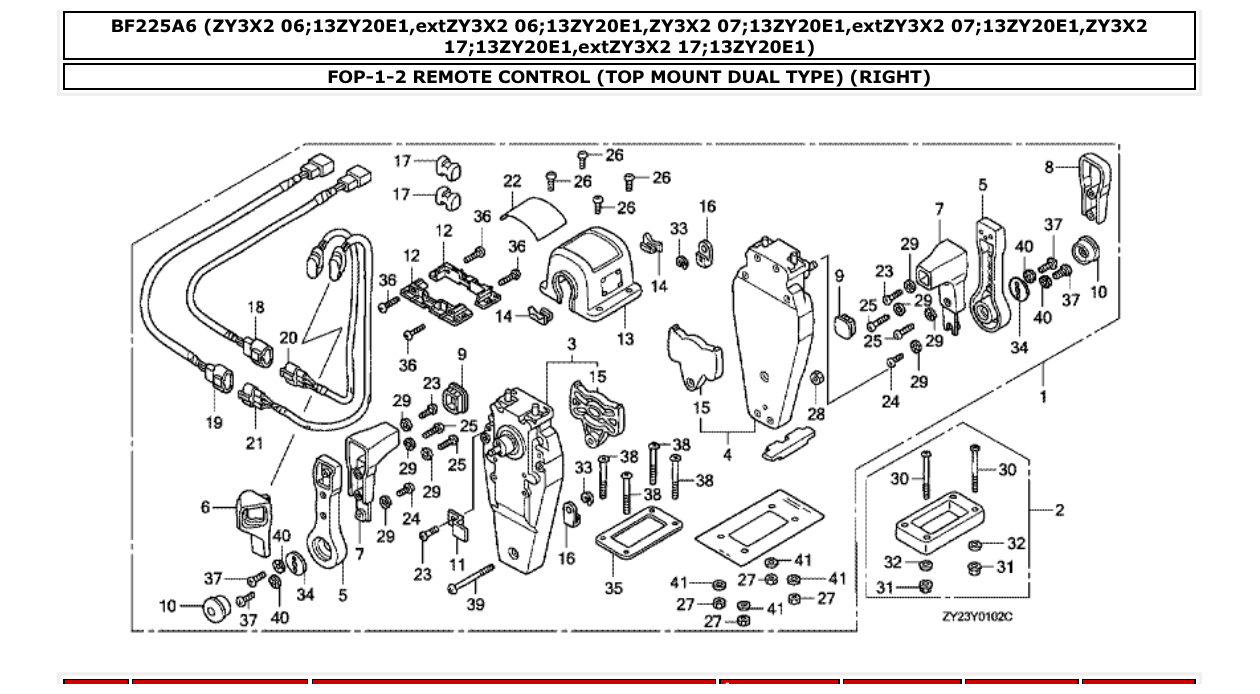 bf225a6 – section FOP-1-2 REMOTE CONTROL (TOP MOUNT DUAL TYPE) (RIGHT) parts diagram