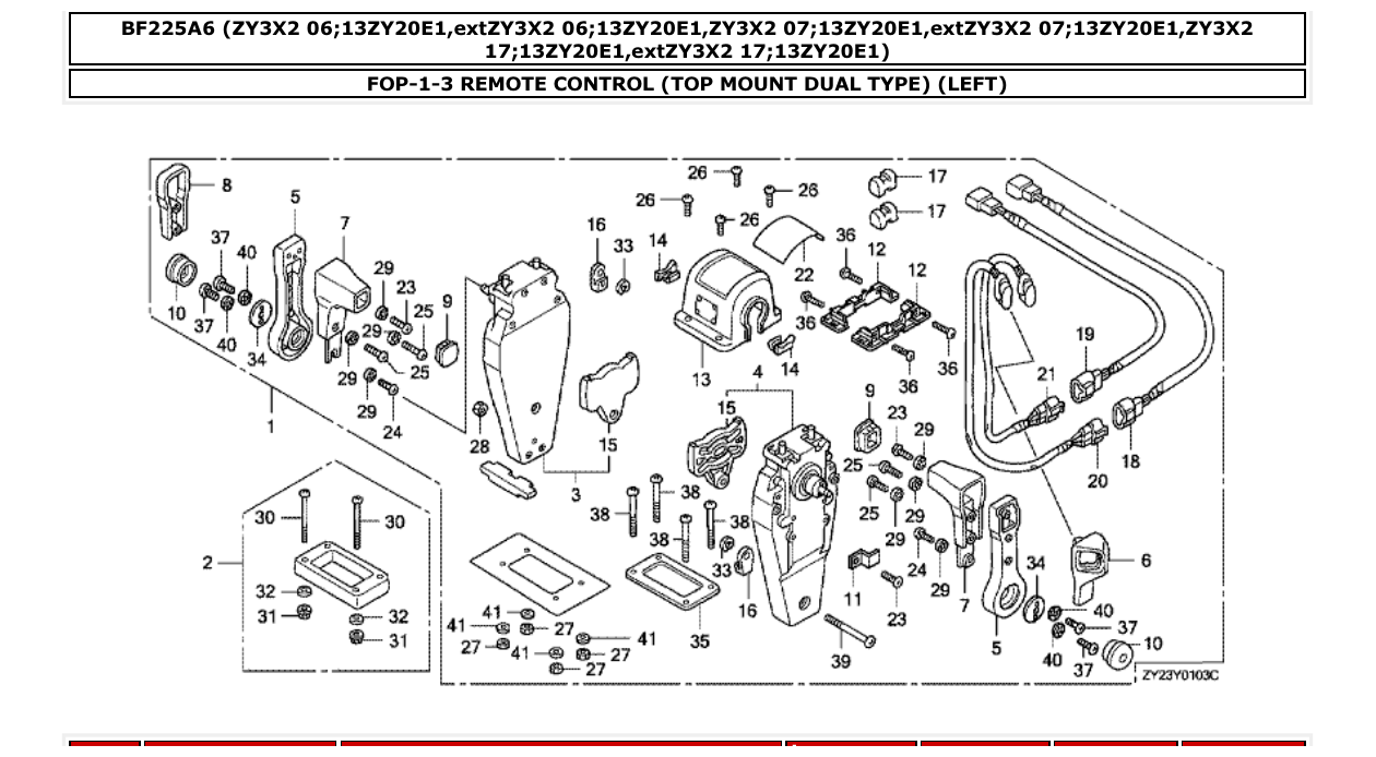 bf225a6 – section FOP-1-3 REMOTE CONTROL (TOP MOUNT DUAL TYPE) (LEFT) parts diagram