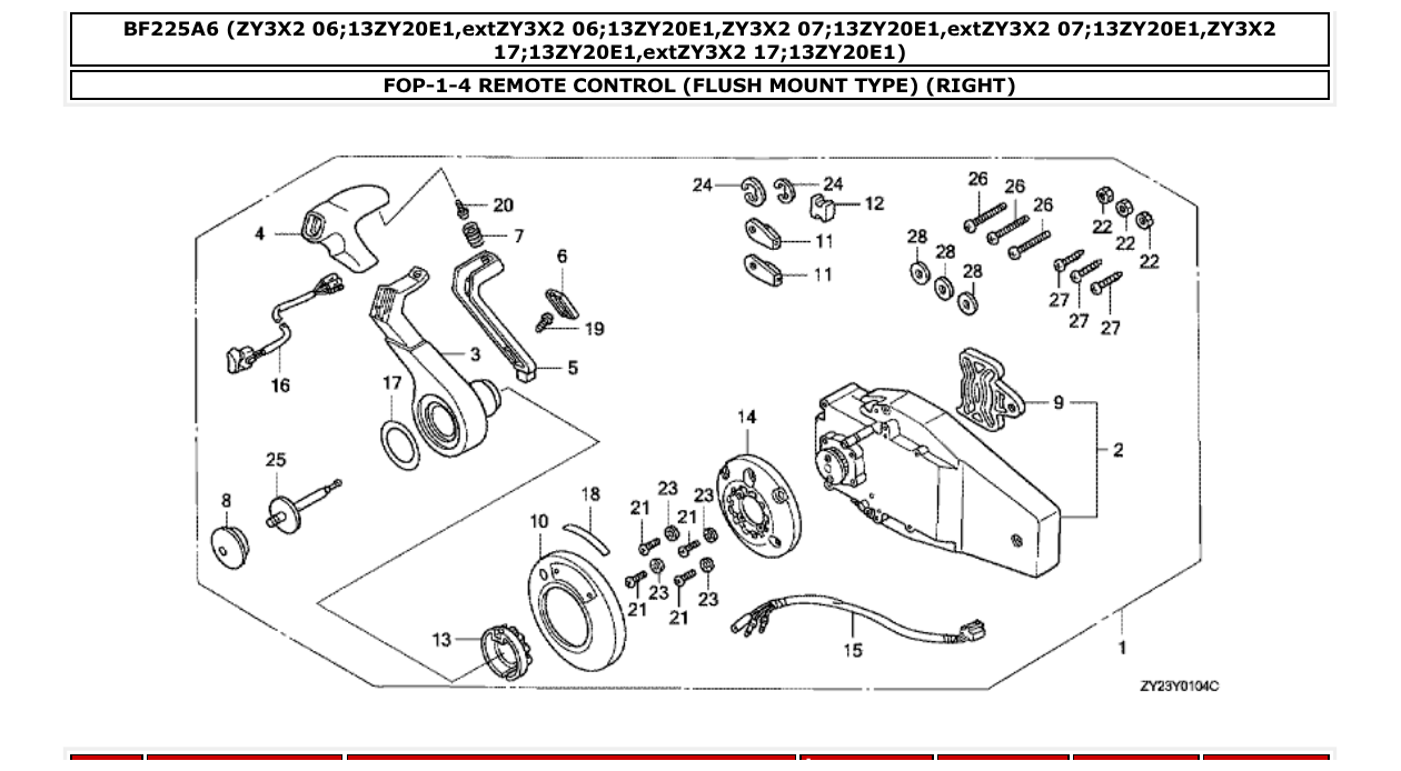 bf225a6 – section FOP-1-4 REMOTE CONTROL (FLUSH MOUNT TYPE) (RIGHT) parts diagram