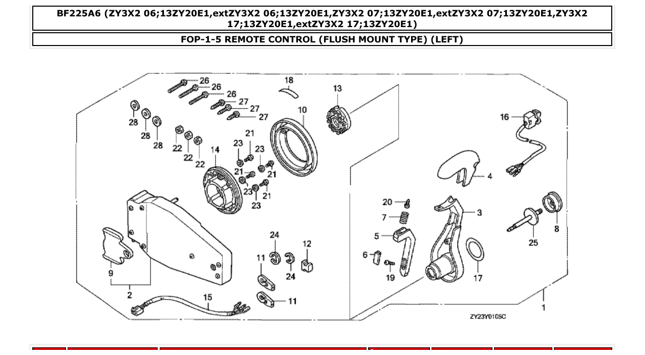 bf225a6 – section FOP-1-5 REMOTE CONTROL (FLUSH MOUNT TYPE) (LEFT) parts diagram