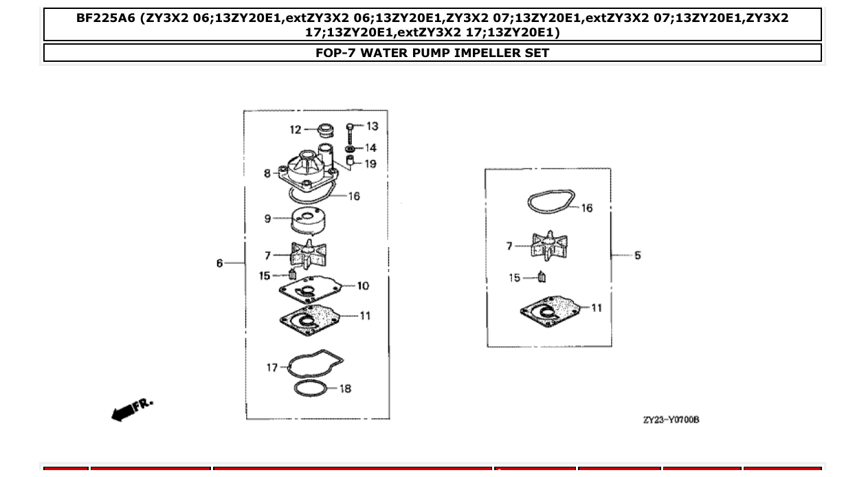 bf225a6 – section FOP-7 WATER PUMP IMPELLER SET parts diagram