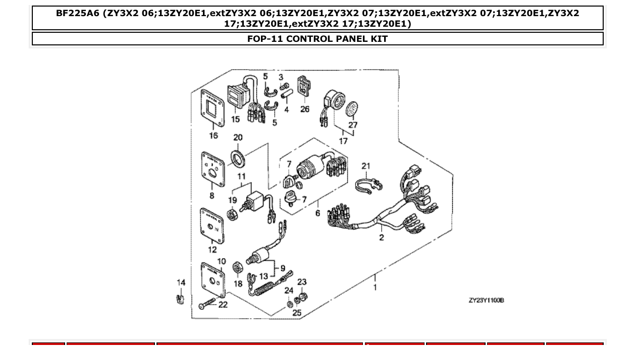 bf225a6 – section FOP-11 CONTROL PANEL KIT parts diagram