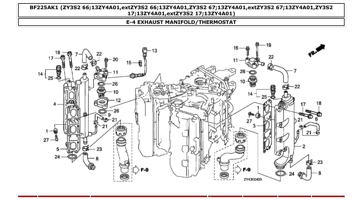 bf225ak1 – section E-4 EXHAUST MANIFOLD/THERMOSTAT parts diagram