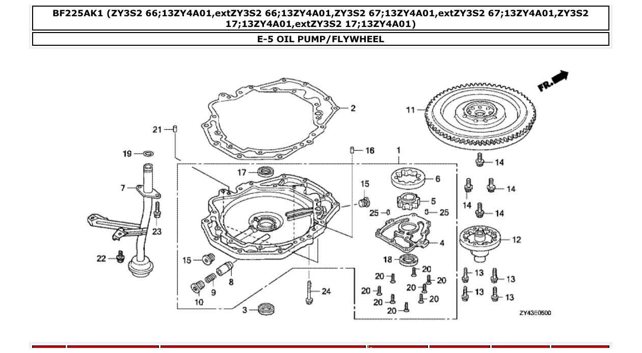 bf225ak1 – section E-5 OIL PUMP/FLYWHEEL parts diagram