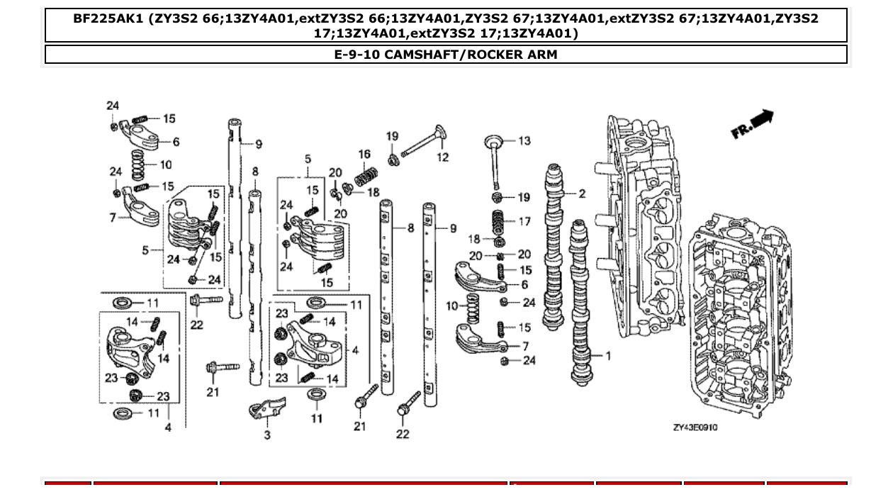 bf225ak1 – section E-9-10 CAMSHAFT/ROCKER ARM parts diagram