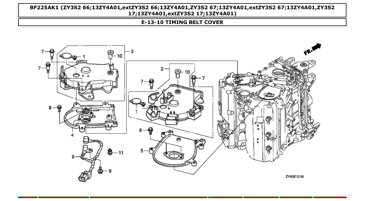 bf225ak1 – section E-13-10 TIMING BELT COVER parts diagram