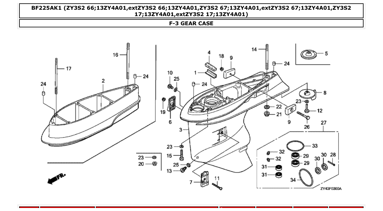 bf225ak1 – section F-3 GEAR CASE parts diagram