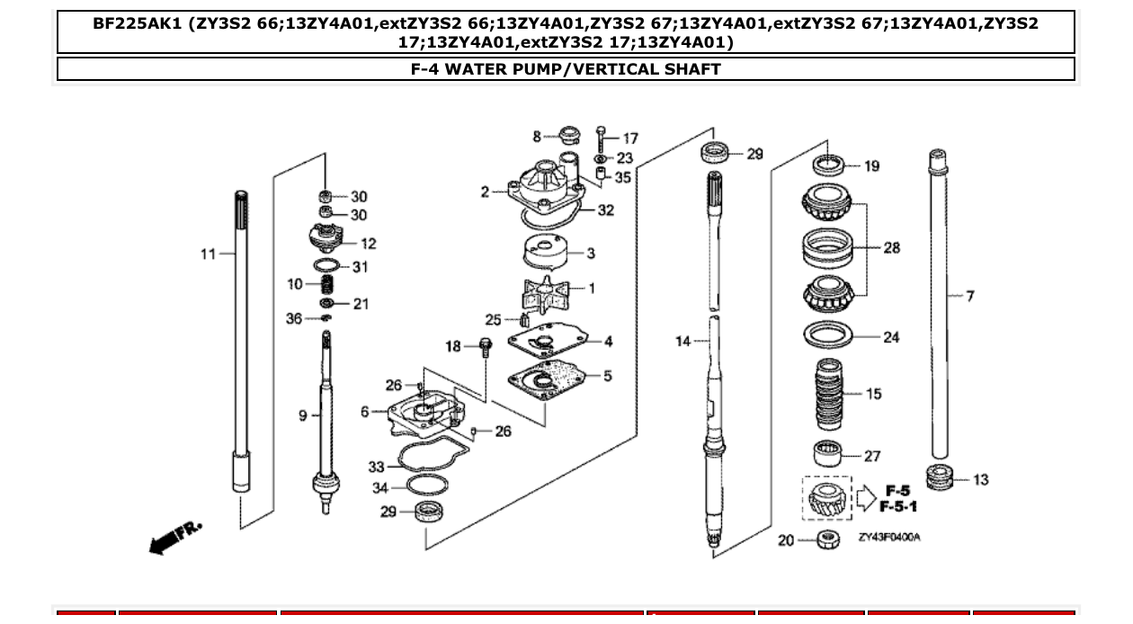 bf225ak1 – section F-4 WATER PUMP/VERTICAL SHAFT parts diagram