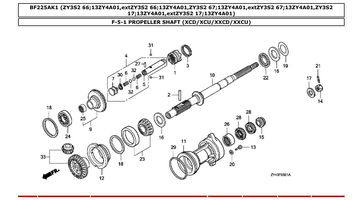 bf225ak1 – section F-5-1 PROPELLER SHAFT (XCD/XCU/XXCD/XXCU) parts diagram