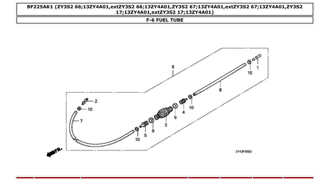 bf225ak1 – section F-6 FUEL TUBE parts diagram