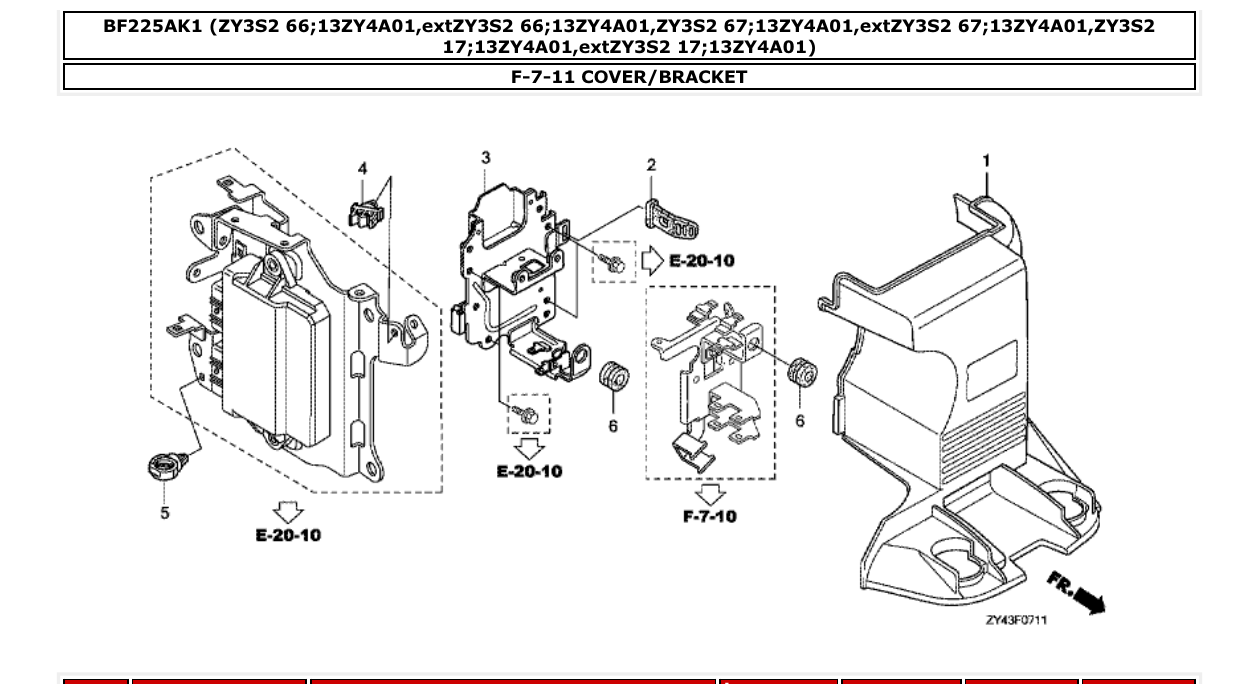 bf225ak1 – section F-7-11 COVER/BRACKET parts diagram