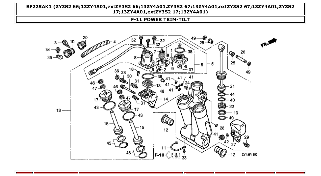 bf225ak1 – section F-11 POWER TRIM-TILT parts diagram