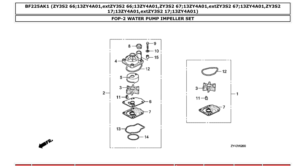Fig. FOP-2 – WATER PUMP IMPELLER SET diagram