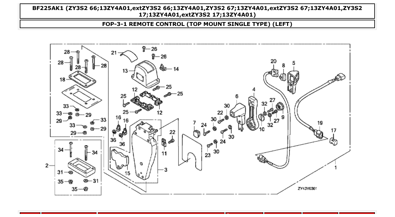 Fig. FOP-3-1 – REMOTE CONTROL (TOP MOUNT SINGLE TYPE) (LEFT) diagram