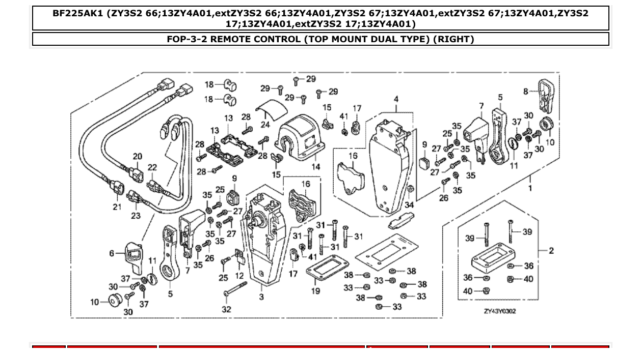 bf225ak1 – section FOP-3-2 REMOTE CONTROL (TOP MOUNT DUAL TYPE) (RIGHT) parts diagram