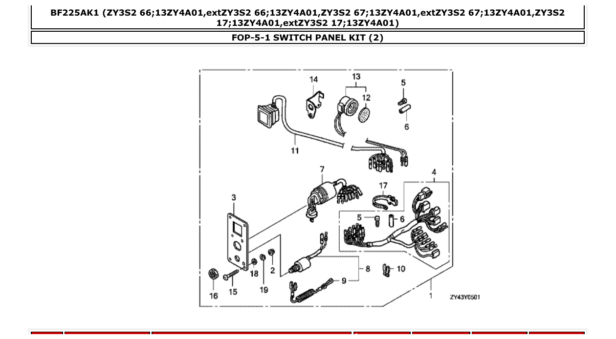bf225ak1 – section FOP-5-1 SWITCH PANEL KIT (2) parts diagram