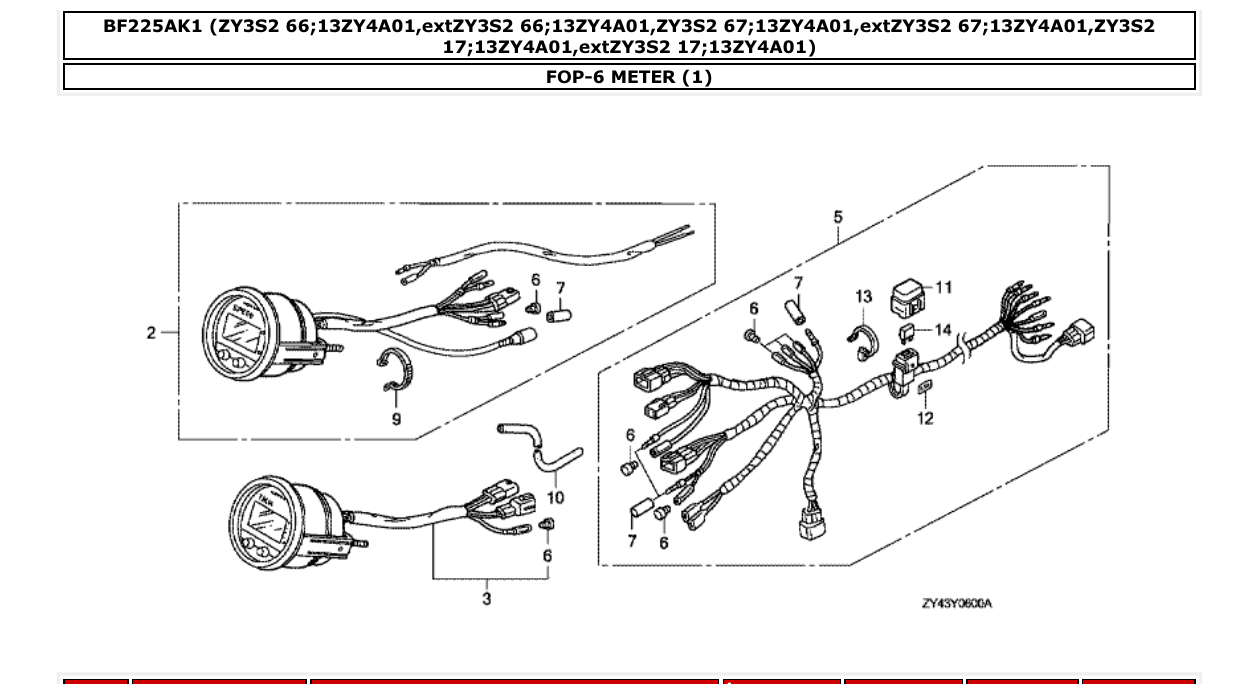 bf225ak1 – section FOP-6 METER (1) parts diagram